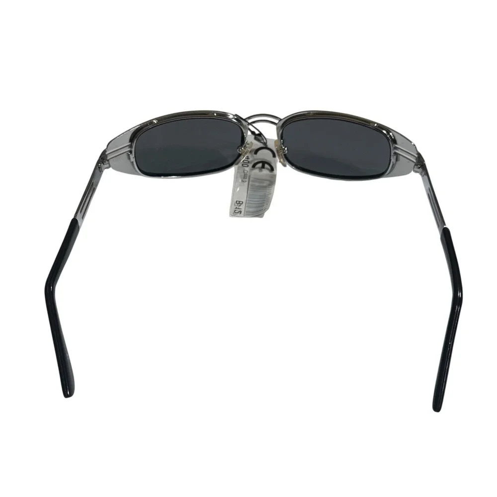VINTAGE 90s Y2K Metallic Silver Wrap Sunglasses - Deadstock